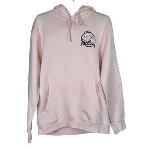Mr Nice Guy Pink Pullover Drawstring Hoodie Sweatshirt Medium